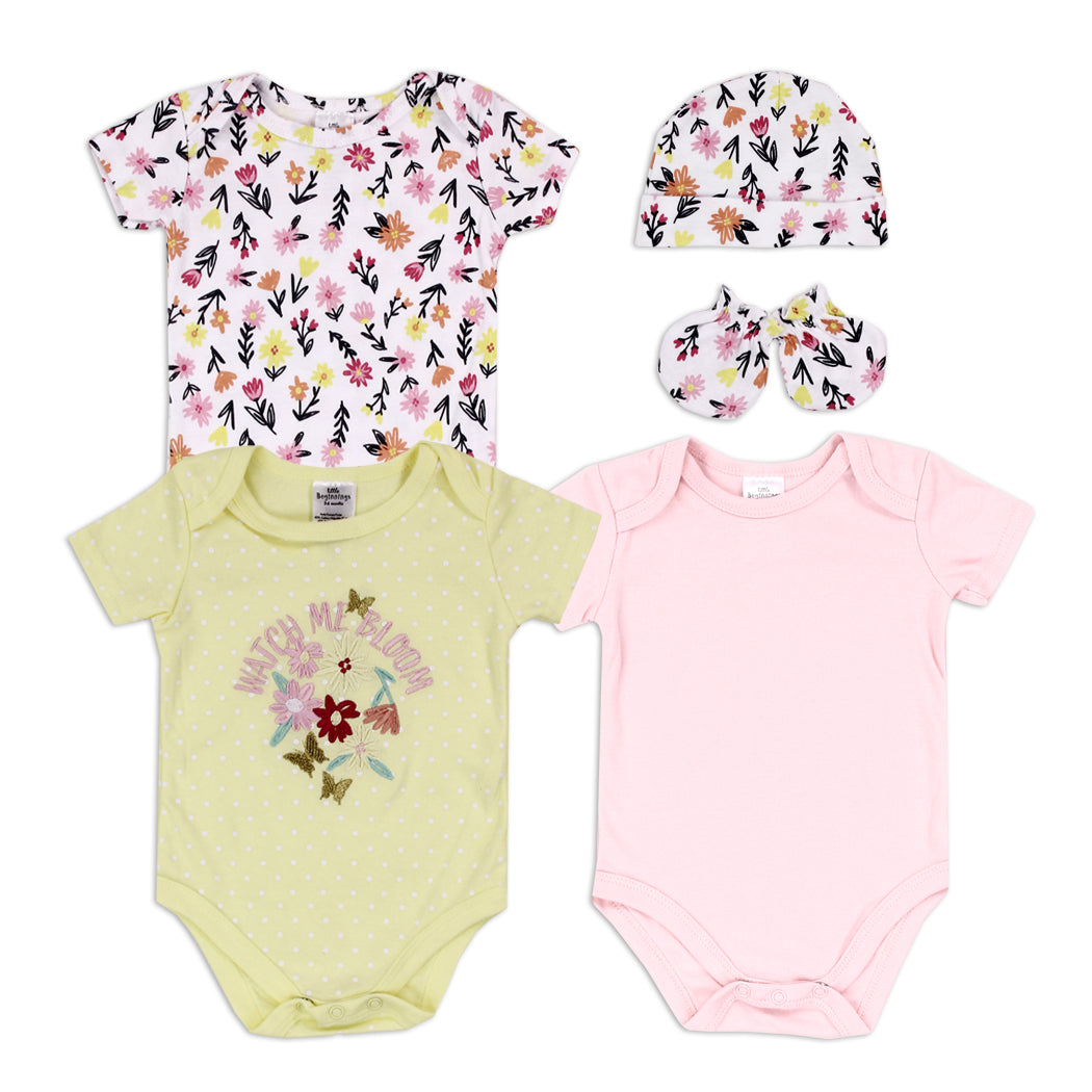 LITTLE BEGINNINGS Girls Newborn 5-Piece Layette Set (Pack of 6)