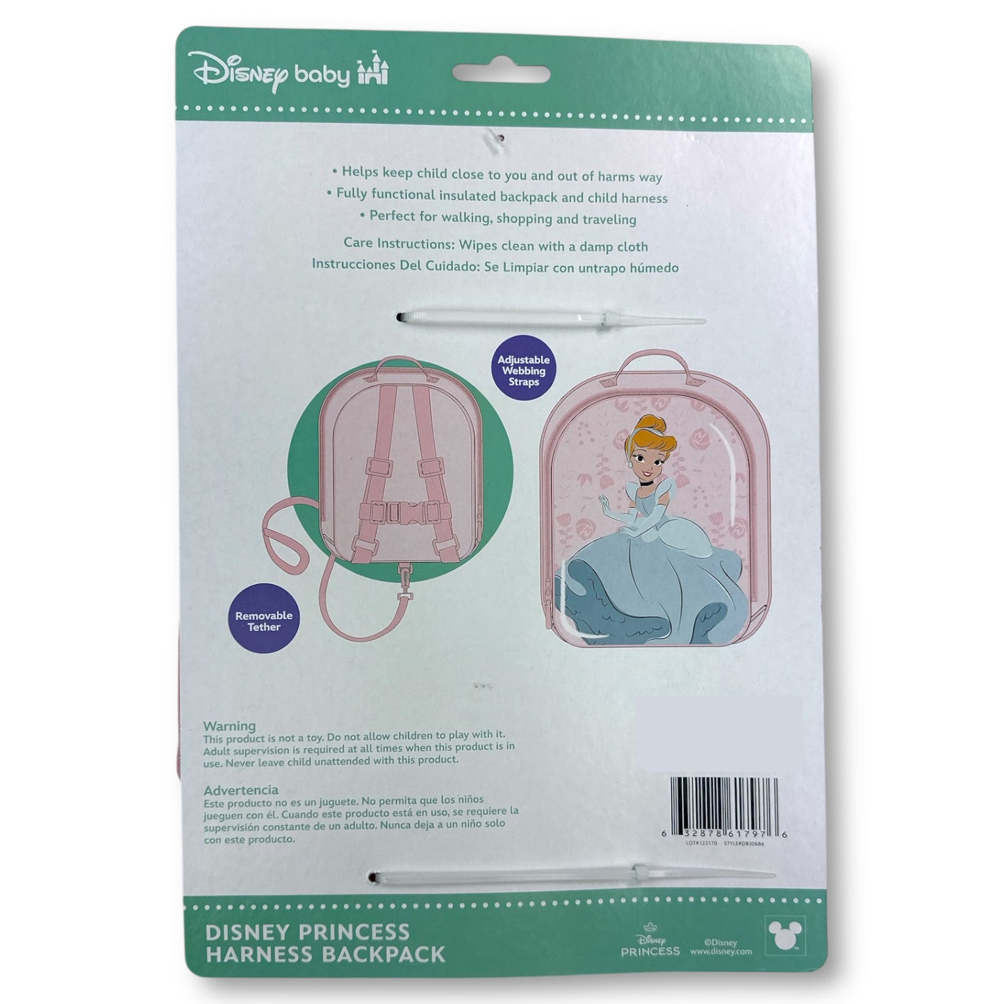 CINDERELLA 3D Mold Mini Harness Backpack for Toddlers (Pack of 3)