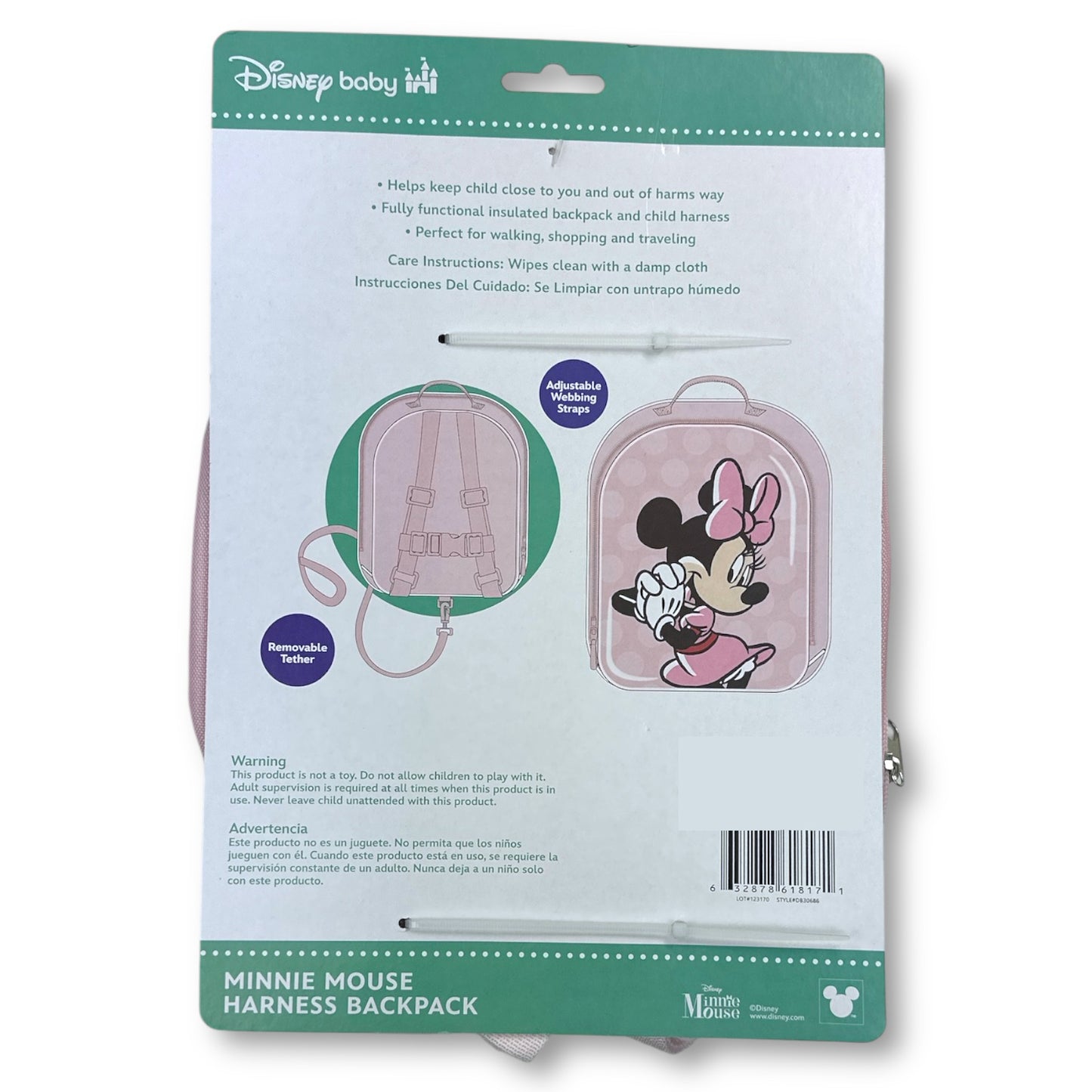 MINNIE MOUSE 3D Mold Mini Harness Backpack for Toddlers (Pack of 3)