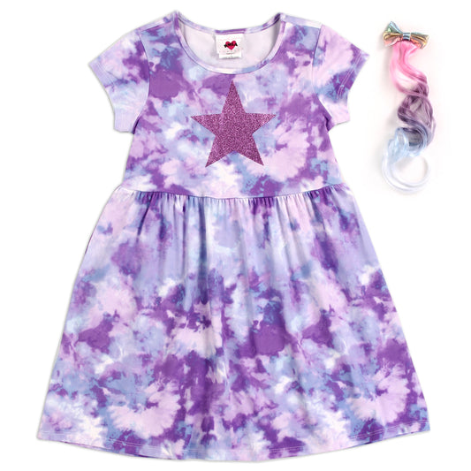 RMLA Girls 4-6X Tie Dye Dress W/ Hair Clip (Pack of 6)