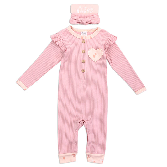 ATTITUDE BABY Girls Newborn 2-Piece Coverall & Headband Set (Pack of 6)