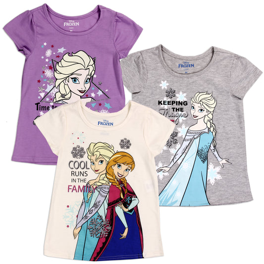 FROZEN Girls 4-6X 3-PACK T-Shirts (Pack of 6)