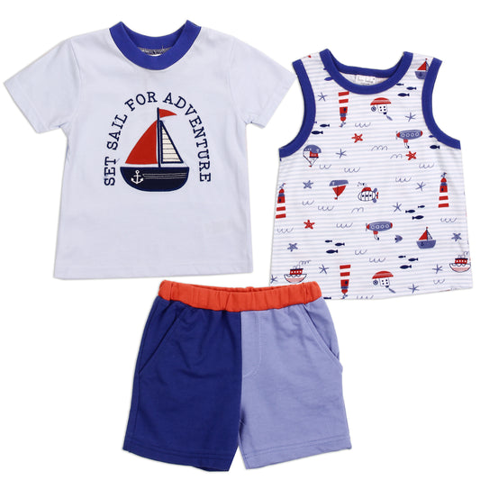 BON BEBE Boys Infant 3-Piece Short Set (Pack of 6)