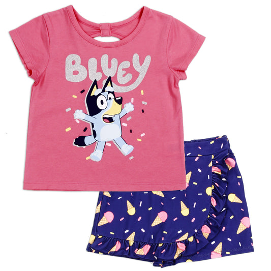 BLUEY Girls Toddler 2-Piece Scooter Skirt Set (Pack of 4)