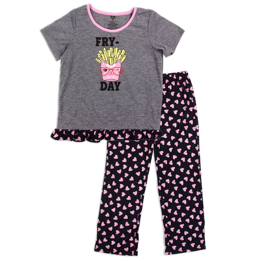 Girls 4-14 2-Piece Sleepwear Set - Fry-Day (Pack of 6)