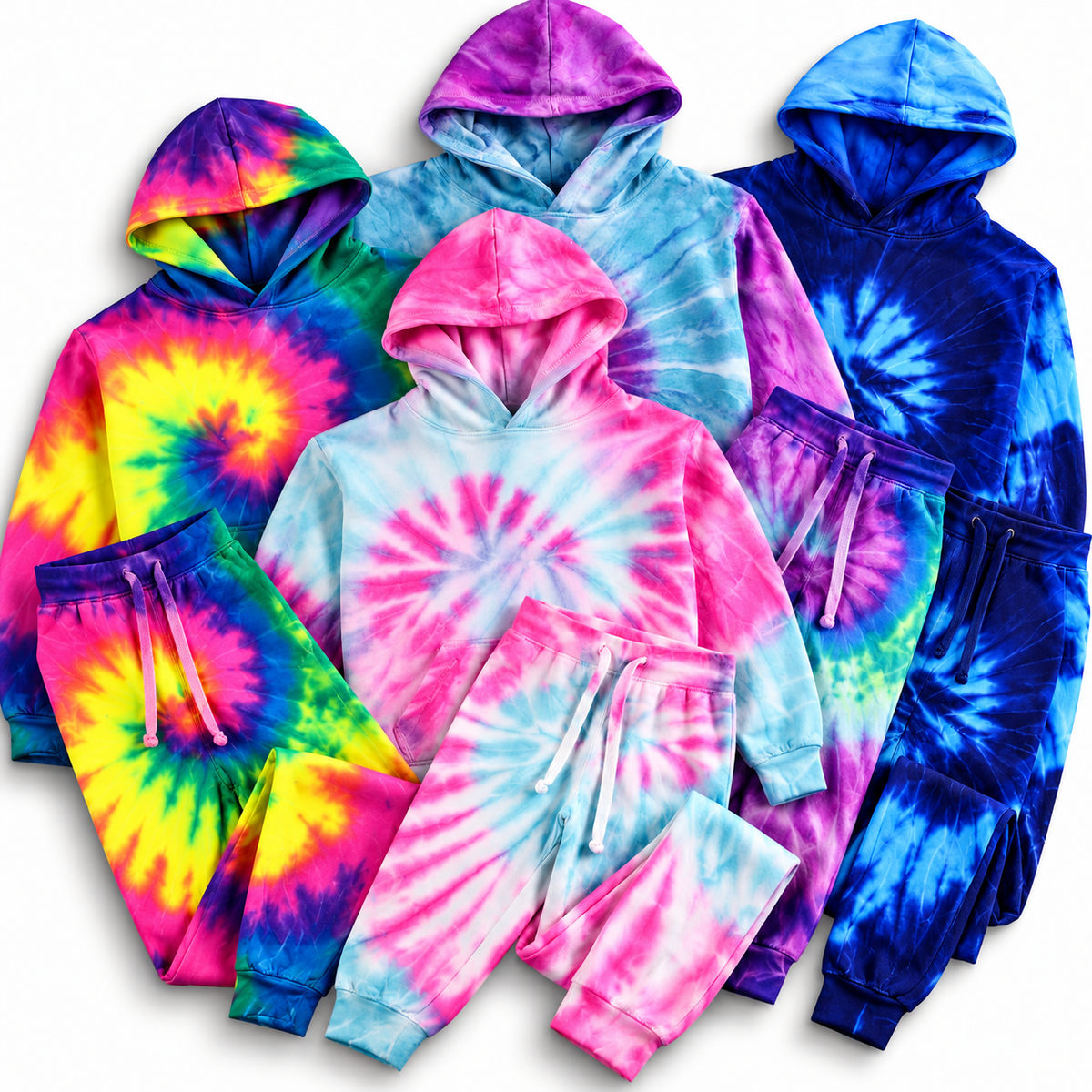 CLOSEOUT DEAL - Tie-Dye Fleece Hoodies & Joggers - 388 Piece Take-All Deal