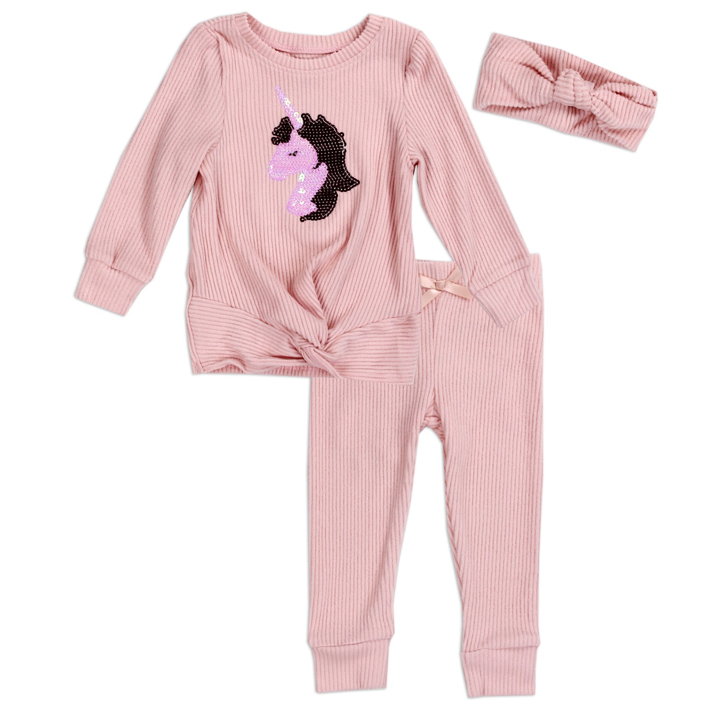 Girls 12M-24M Ribbed 3-Piece Pajama Set (Pack of 6)