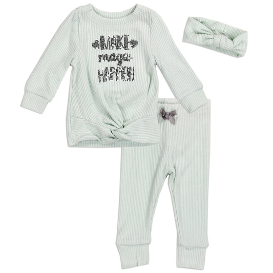 Girls 12M-24M Ribbed 3-Piece Pajama Set (Pack of 6)