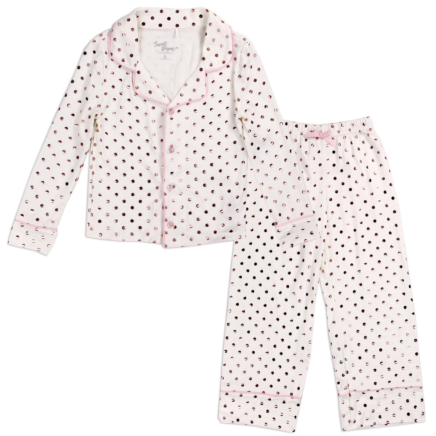 Girls 4-6X Button Down 2-Piece Pajama Set (Pack of 6)