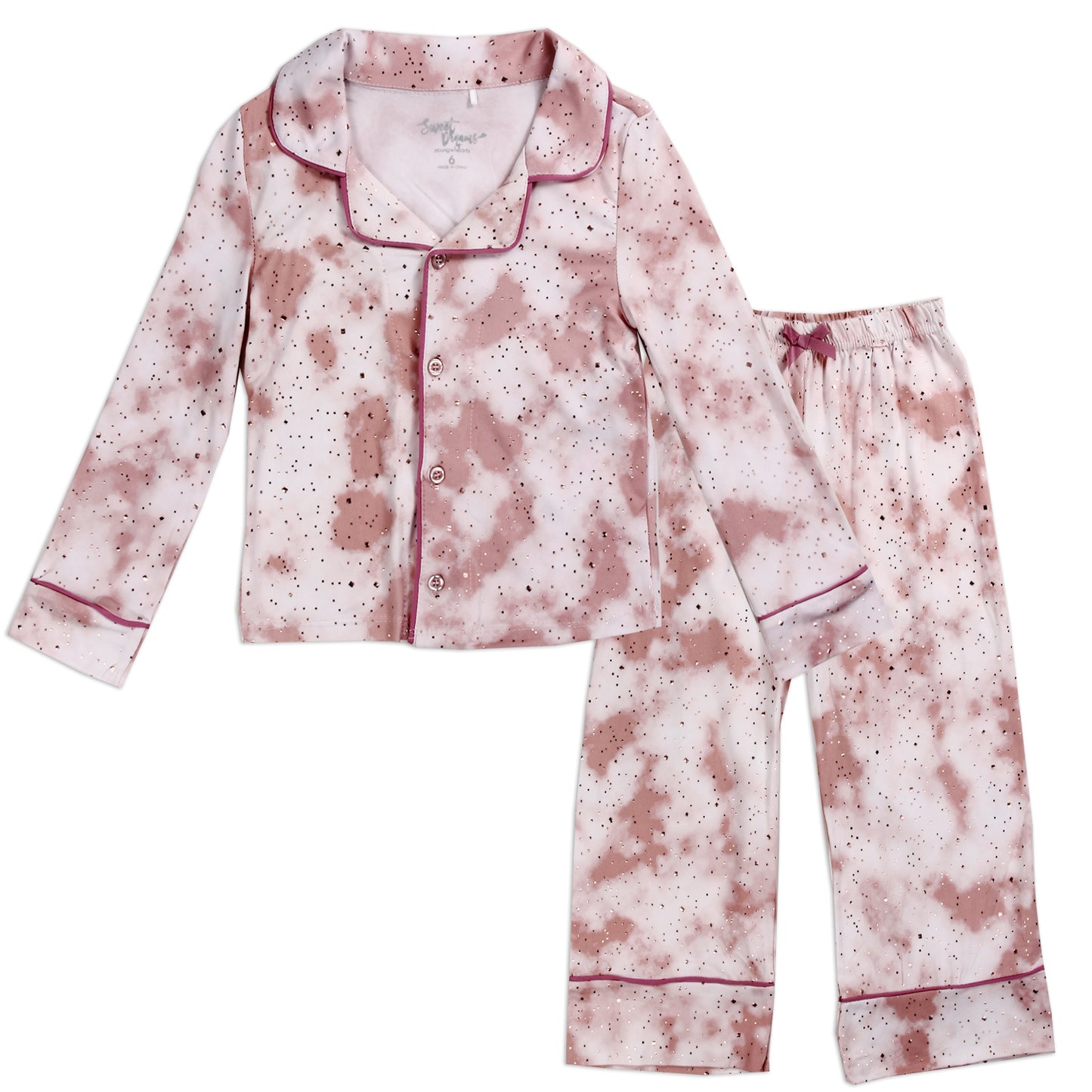 Girls 2T-4T Button Down 2-Piece Pajama Set (Pack of 6)