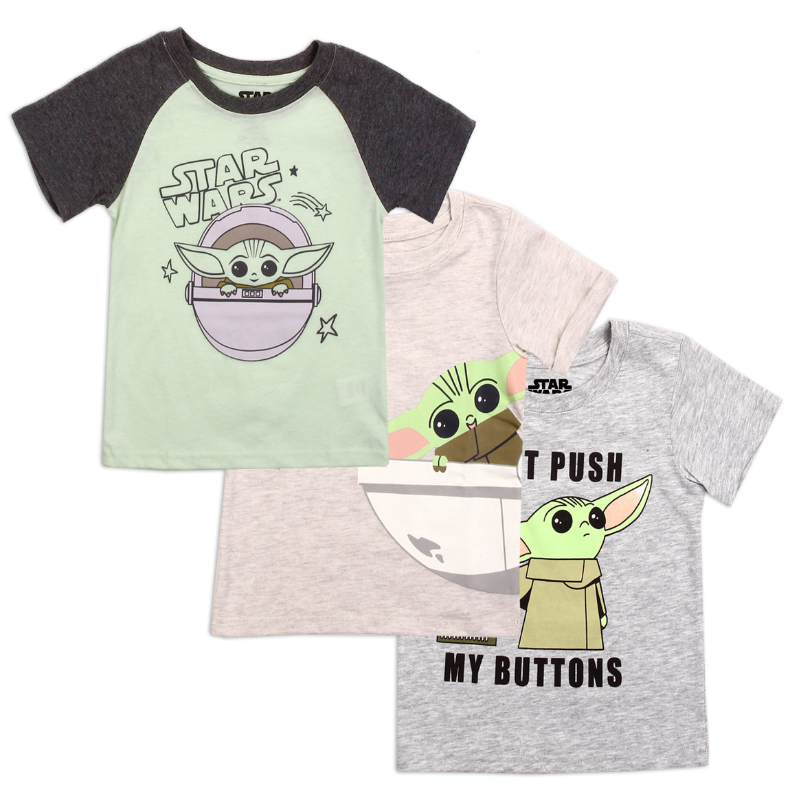 BABT YODA Boys Toddler 3-Pack T-Shirt Set (Pack of 6)
