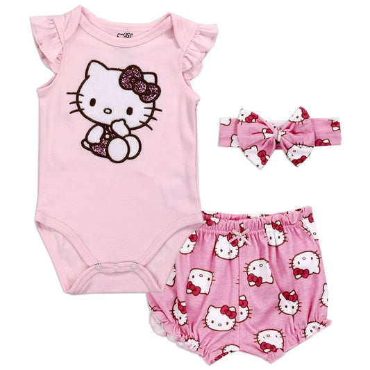 HELLO KITTY Newborn Girls 3-Piece Short Set (Pack of 6)