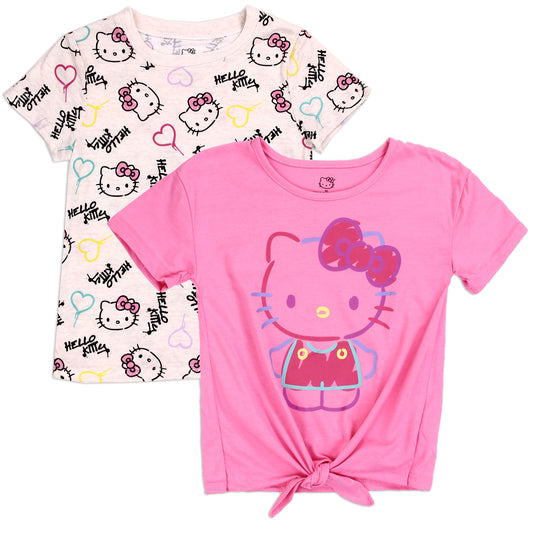 HELLO KITTY Girls 4-6X 2-Pack T-Shirts (Pack of 6)