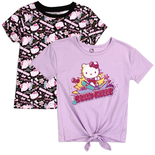 HELLO KITTY Girls 4-6X 2-Pack T-Shirts (Pack of 6)