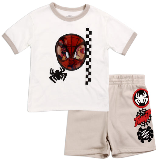 SPIDER-MAN Boys Toddler 2-Piece Lenticular Patch Short Set (Pack of 8)