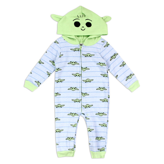 BABY YODA Boys Infant Hooded Fleece Romper (Pack of 6)