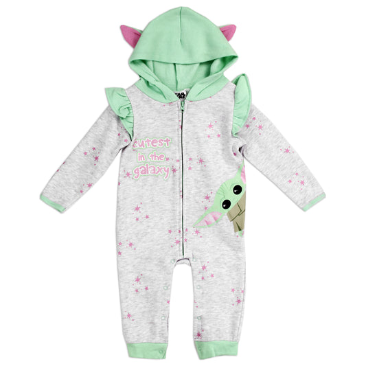 BABY YODA Girls Infant Hooded Fleece Romper (Pack of 6)