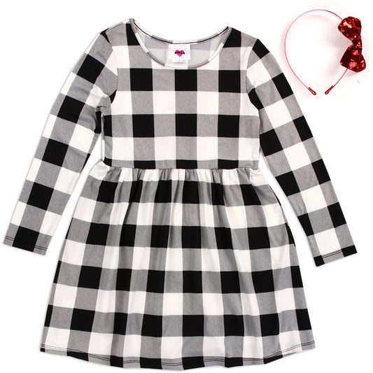 RMLA Girls Toddler Plaid Dress W/ Headband (Pack of 6)