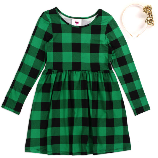 RMLA Girls Toddler Plaid Dress W/ Headband (Pack of 6)