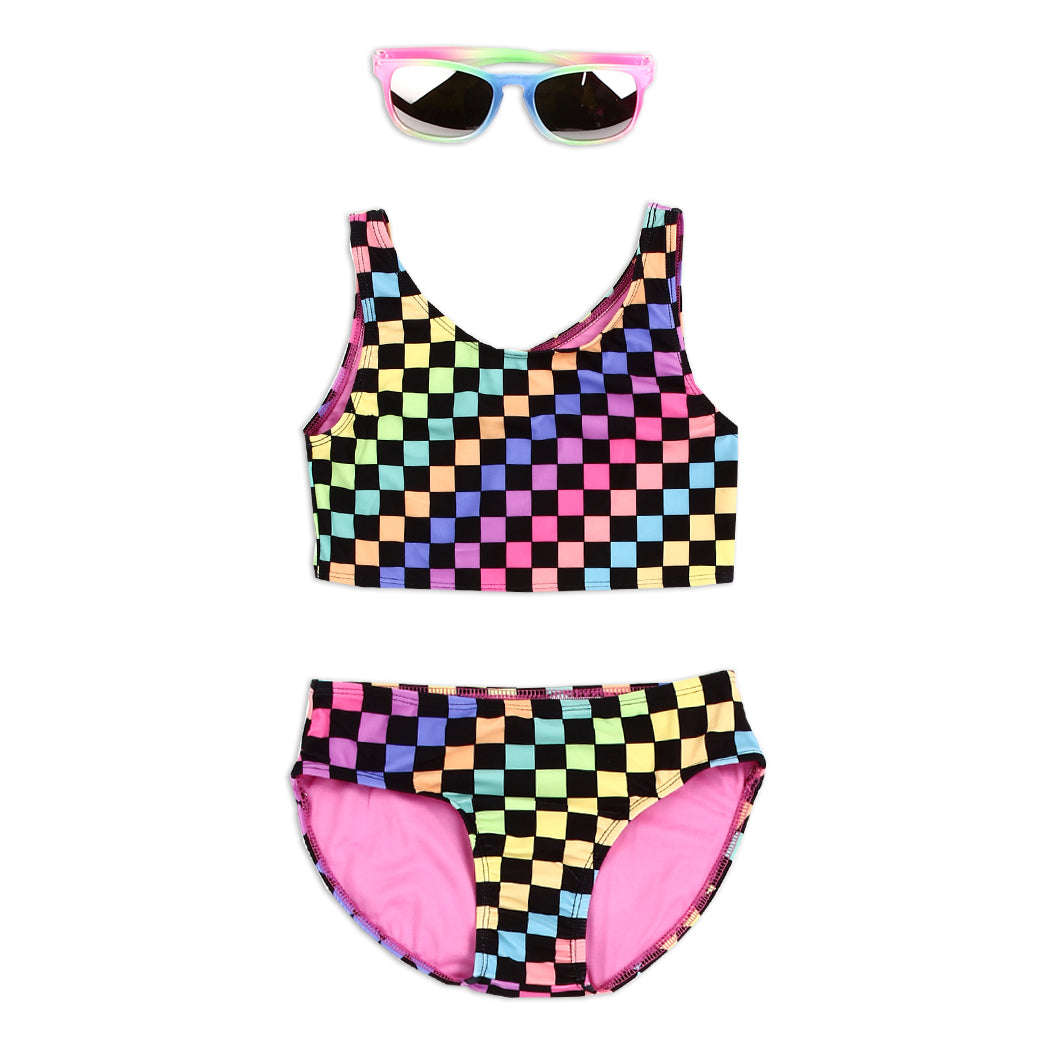 #GIRLSQUAD Girls 4-6X Swimsuit w/ Sunglasses (Pack of 6)