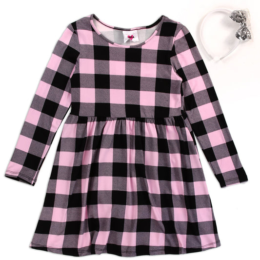 RMLA Girls 4-6X Plaid Dress W/ Headband (Pack of 6)