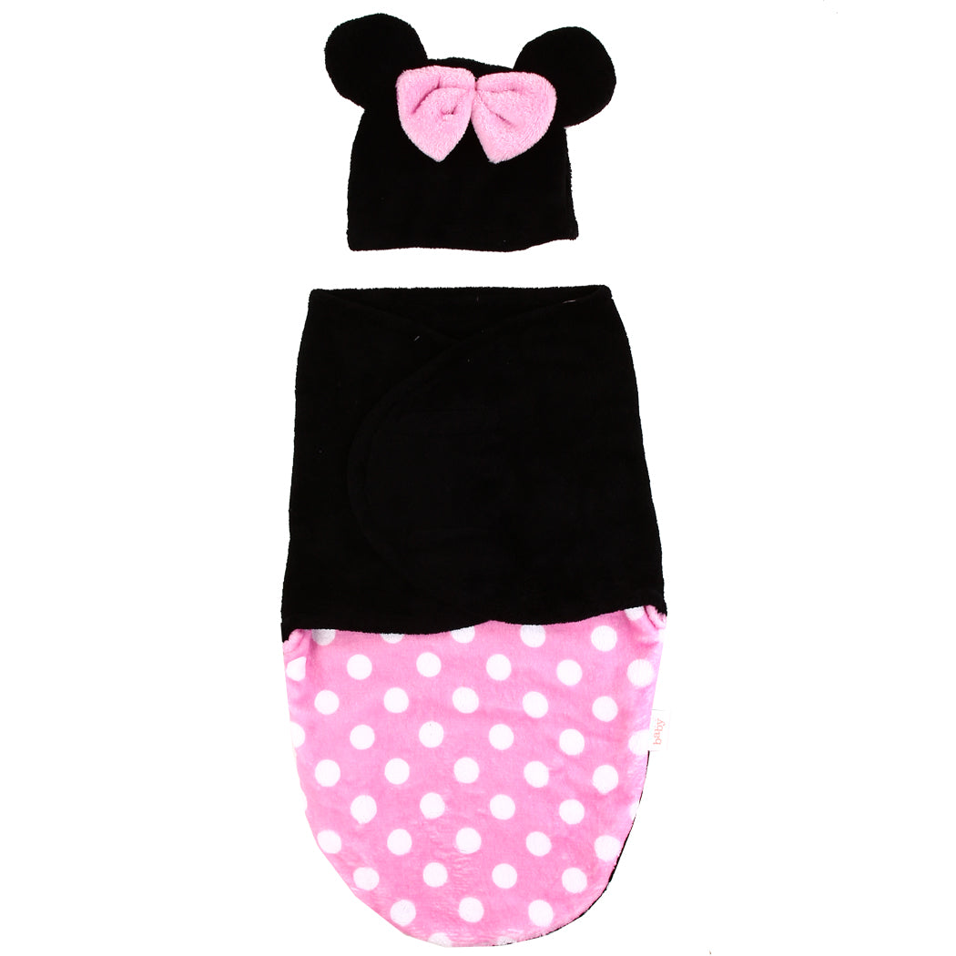 MINNIE MOUSE Girls Newborn Fleece Swaddle with Hat (Pack of 4)