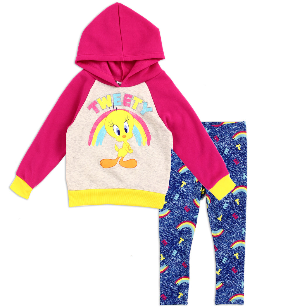 TWEETY Girls Toddler Hooded 2-Piece Fleece Set (Pack of 4)