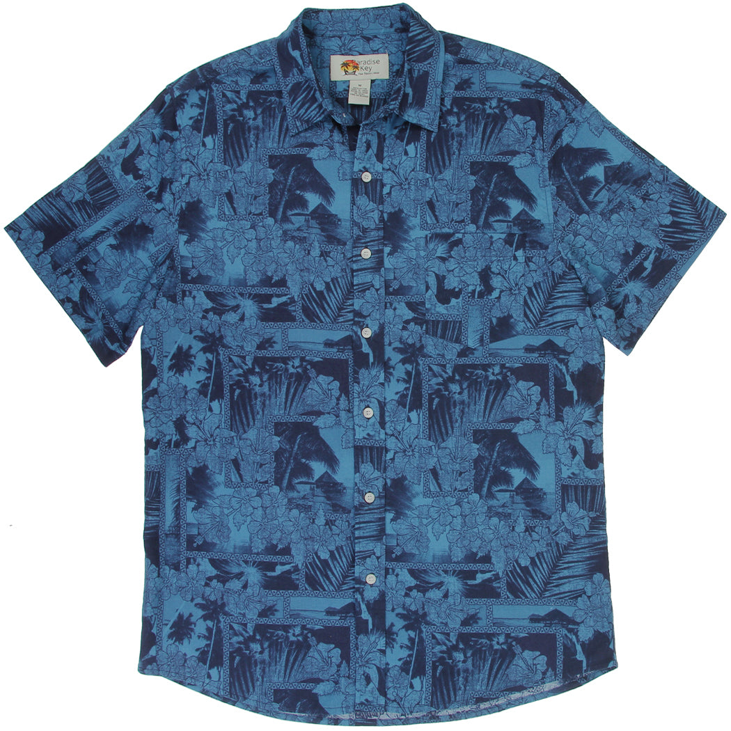 PARADISE KEY Men's Tropical 100% Cotton Shirt (Pack of 3 - By Size)